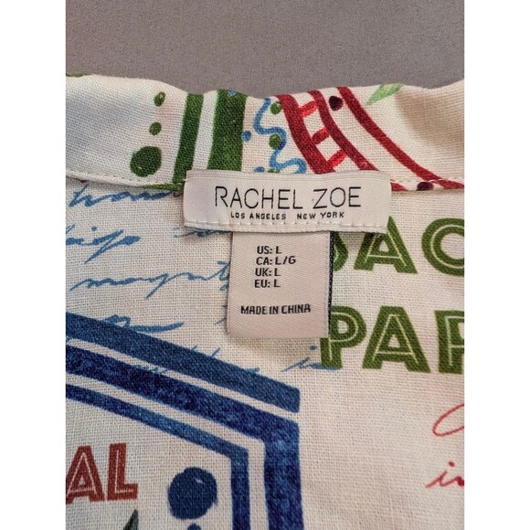 Women's Rachel Zoe Linen Blend Button Front Top Multicolor Large - Picture 5 of 6